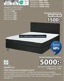 JYSK TYSSA PC60 kontinentalsäng HR svart-08, SEK 5000 erbjuda