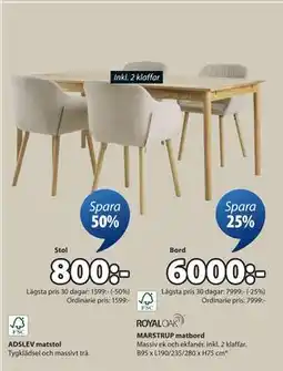 JYSK ADSLEV matstol, SEK 800 erbjuda