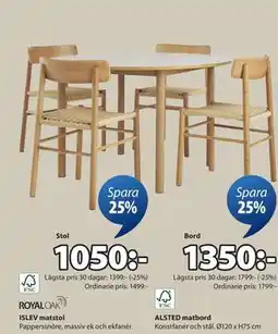 JYSK ISLEV matstol, SEK 1050 erbjuda