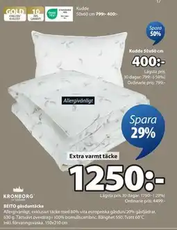 JYSK BEITO gåsduntäcke, SEK 1250 erbjuda