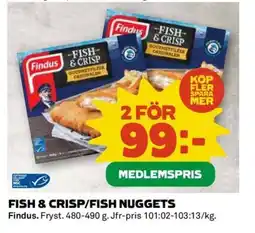 Coop FINDUS Fish & crisp/fish nuggets erbjuda
