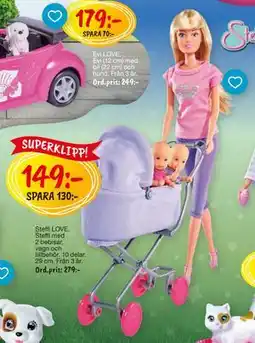 Leklust Steffi LOVE. Steffi med 2 bebisar, vagn och tillbehör, SEK 149 erbjuda