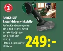 Lidl PARKSIDE Batteridriven vinkelslip, SEK 249 erbjuda