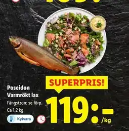 Lidl Poseidon Varmrökt lax, SEK 119 erbjuda