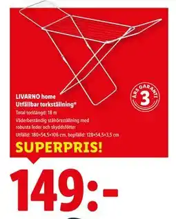 Lidl LIVARNO home Utfällbar torkställning*, SEK 149 erbjuda