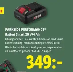 Lidl PARKSIDE PERFORMANCE Batteri Smart 20 V/4 Ah, SEK 349 erbjuda