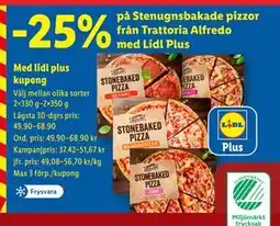 Lidl 25% på Stenugnsbakade pizzor från Trattoria Alfredo, Pris i appen erbjuda