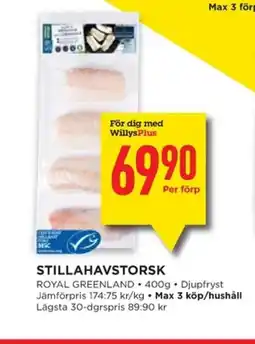 Willys ROYAL GREENLAND Stillahavstorsk erbjuda