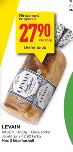 Willys PÅGEN Levain erbjuda