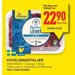Willys KRONFÅGEL Kycklingdetaljer erbjuda