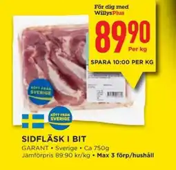 Willys GARANT Sidfläsk i bit erbjuda