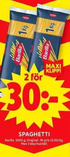ICA Maxi BARILLA Spaghetti erbjuda