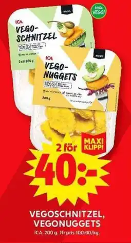 ICA Maxi ICA Vegoschnitzel, vegonuggets erbjuda