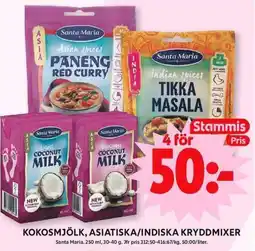 ICA Maxi SANTA MARIA Kokosmjölk, asiatiska/indiska kryddmixer erbjuda