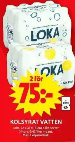 ICA Maxi LOKA Kolsyrat vatten erbjuda