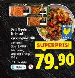 Lidl Guldfågeln strimlad kycklingbröstfilé erbjuda