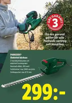 Lidl PARKSIDE Elektrisk häcksax erbjuda