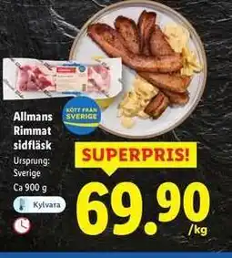 Lidl Allmans Rimmat sidfläsk erbjuda