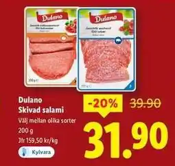 Lidl DULANO Skivad salami erbjuda