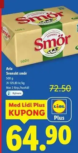 Lidl Arla svenskt smör erbjuda
