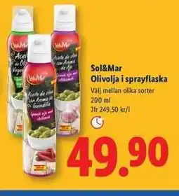 Lidl Sol&Mar Olivolja i sprayflaska erbjuda