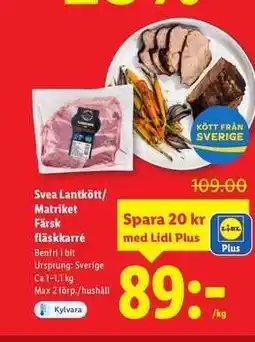 Lidl Svea Lantkött/Matriket Färsk fläskkarré erbjuda