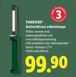 Lidl PARKSIDE Batteridriven arbetslampa erbjuda