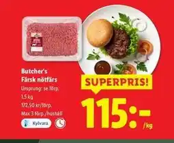 Lidl BUTCHER’S Färsk nötfärs erbjuda