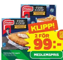 Stora Coop Findus fish & crisp erbjuda