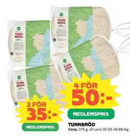 Coop Tunnbröd erbjuda