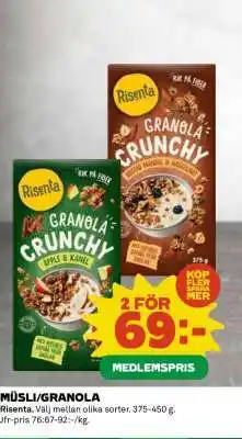 Coop MÜSLI, GRANOLA erbjuda