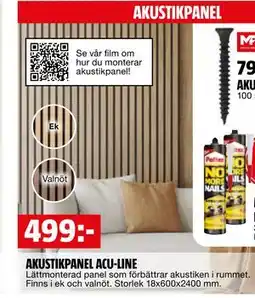 Bauhaus AKUSTIKPANEL ACU-LINE, SEK 499 erbjuda