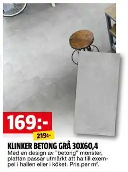 Bauhaus KLINKER BETONG GRÅ 30X60,4, SEK 169 erbjuda