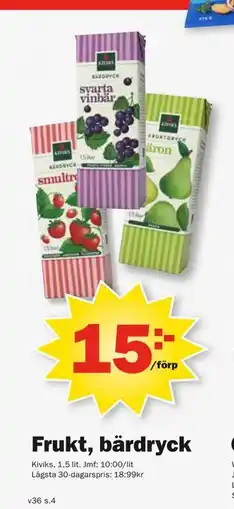 Pekås Frukt, bärdryck, SEK 15 erbjuda