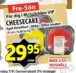 Matvärlden Tensta CHEESECAKE, Medlemspris erbjuda