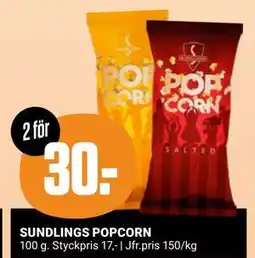 ÖoB SUNDLINGS POPCORN, Medlemspris erbjuda
