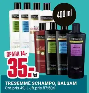 ÖoB TRESEMMÉ SCHAMPO, BALSAM, SEK 35 erbjuda