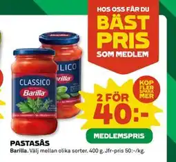 Coop Daglivs PASTASÅS, Medlemspris erbjuda