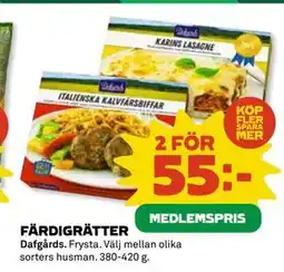 Coop Daglivs FÄRDIGRÄTTER, Medlemspris erbjuda