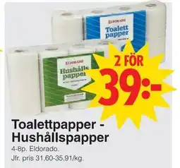 Matöppet Toalettpapper Hushållspapper, SEK 39 erbjuda