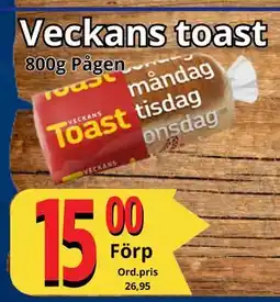 Supergrossen Veckans toast, SEK 15 erbjuda