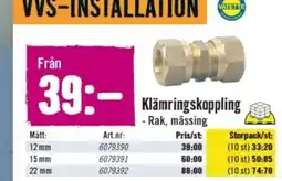 Hornbach Klämringskoppling Rak, mässing erbjuda