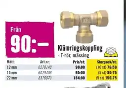 Hornbach Klamringskoppling T-rör, mässing erbjuda