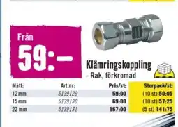 Hornbach Klämringskoppling Rak förkromad erbjuda
