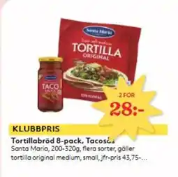 Hemköp SANTA MARIA Tortillabröd 8-pack, Tacosás erbjuda