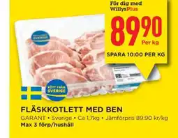Willys FLÄSSKOTLETT MED BEN erbjuda