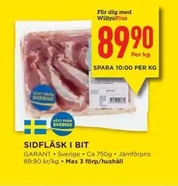 Willys Sidfläsk i bit erbjuda