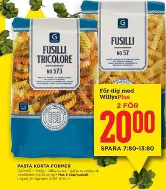 Willys Fusilli Tricolore erbjuda