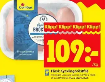 ICA Kvantum Färsk kycklingbröstfilé erbjuda