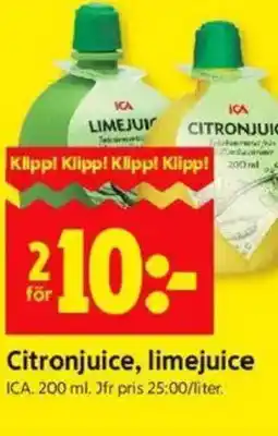 ICA Kvantum ICA Citronjuice, limejuice erbjuda